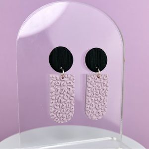 Leopard Print Texture Black Accent Handmade Polymer Clay Dangle Earrings